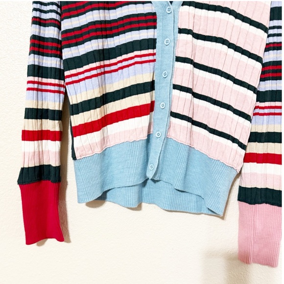 NWT Aldo Martins Talo Striped Multicolor Button Cardigan in Striped Powder - Picture 9 of 10